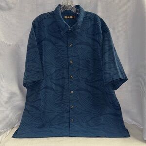 Kahala Hawaiian Style Aloha Shirt Blue Marlin Button Down Pocket Sz XL